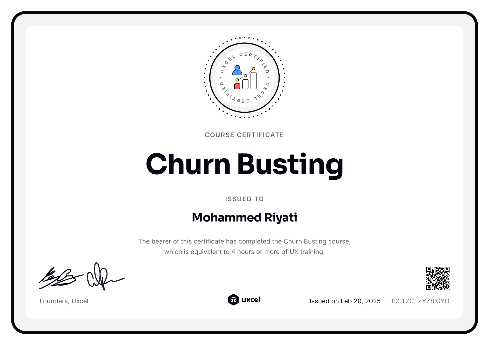 Mohammed Riyati's certificate